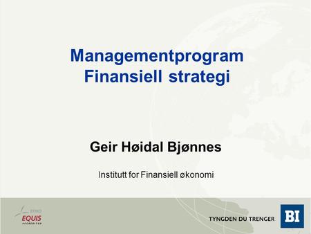 Managementprogram Finansiell strategi