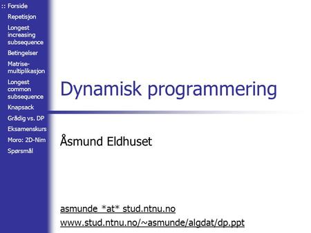 Dynamisk programmering