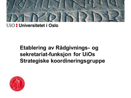 Etablering av Rådgivnings- og sekretariat-funksjon for UiOs Strategiske koordineringsgruppe.