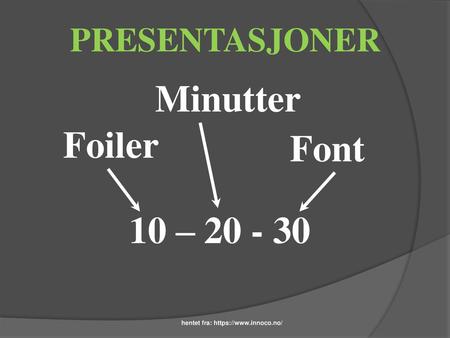 PRESENTASJONER Minutter Foiler Font 10 – 20 - 30 1 1.