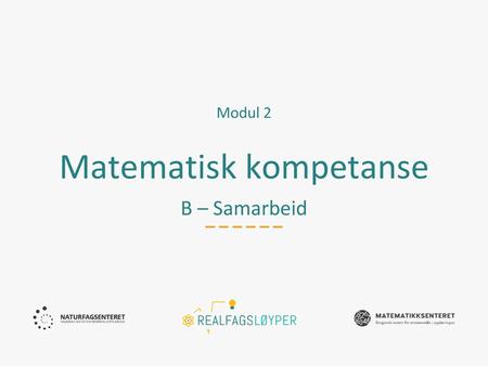 Matematisk kompetanse B – Samarbeid