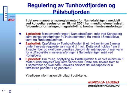 Regulering av Tunhovdfjorden og Pålsbufjorden