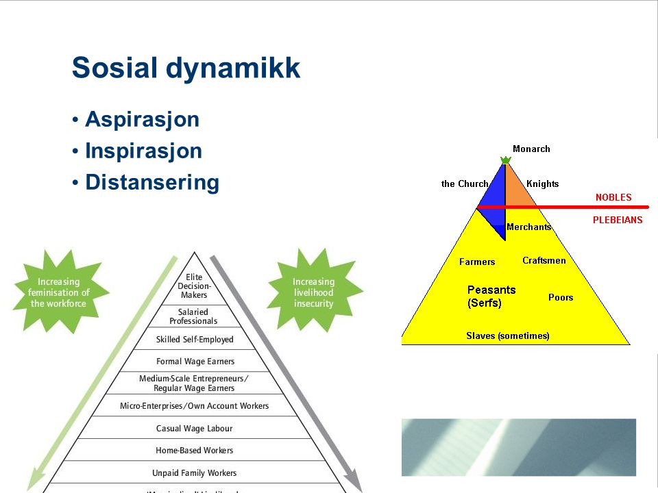 Sosial dynamikk Aspirasjon Inspirasjon Distansering