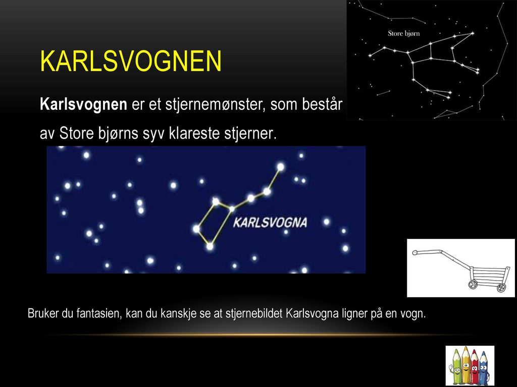 Karlsvognen Karlsvognen er et stjernemønster, som består av Store bjørns syv klareste stjerner.