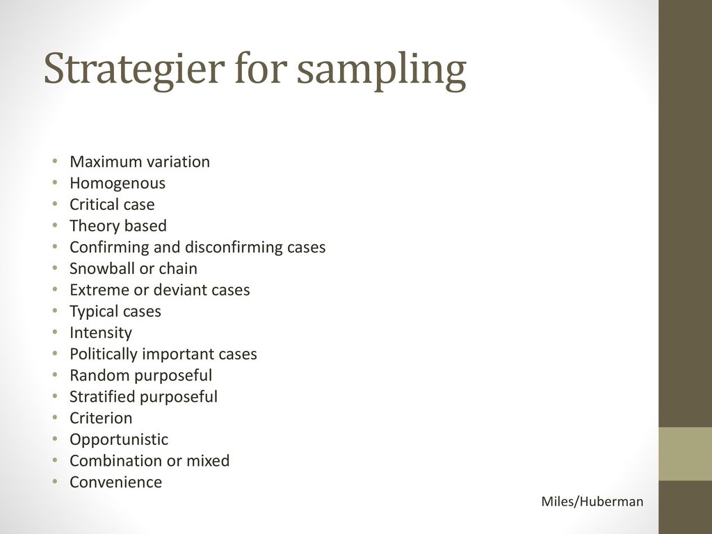 Strategier for sampling
