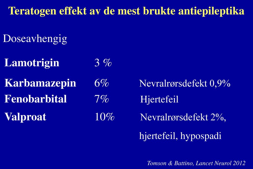 Teratogen effekt av de mest brukte antiepileptika