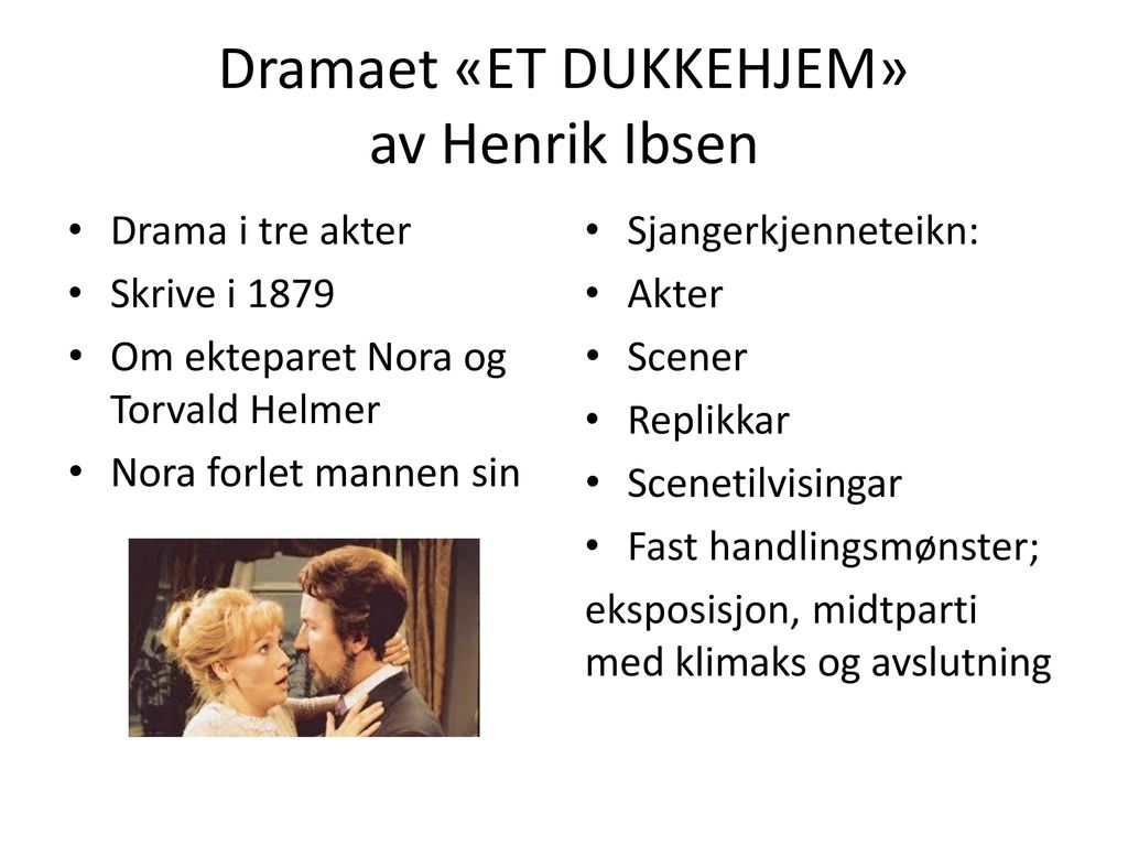 Dramaet «ET DUKKEHJEM» av Henrik Ibsen