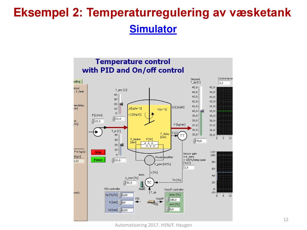 Eksempel 2: Temperaturregulering av væsketank