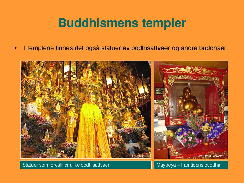 Buddhismens templer I templene finnes det også statuer av bodhisattvaer og andre buddhaer.