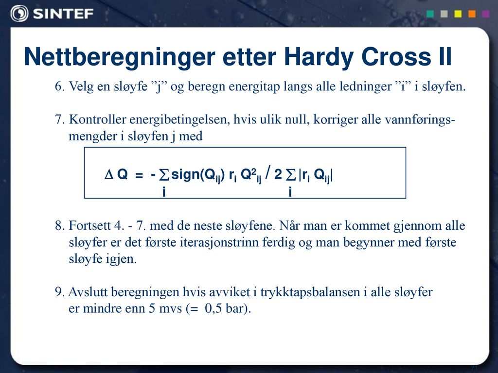 Nettberegninger etter Hardy Cross II
