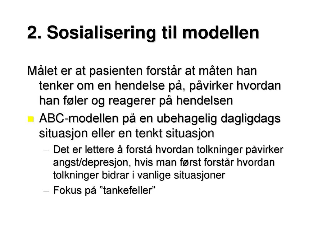 2. Sosialisering til modellen