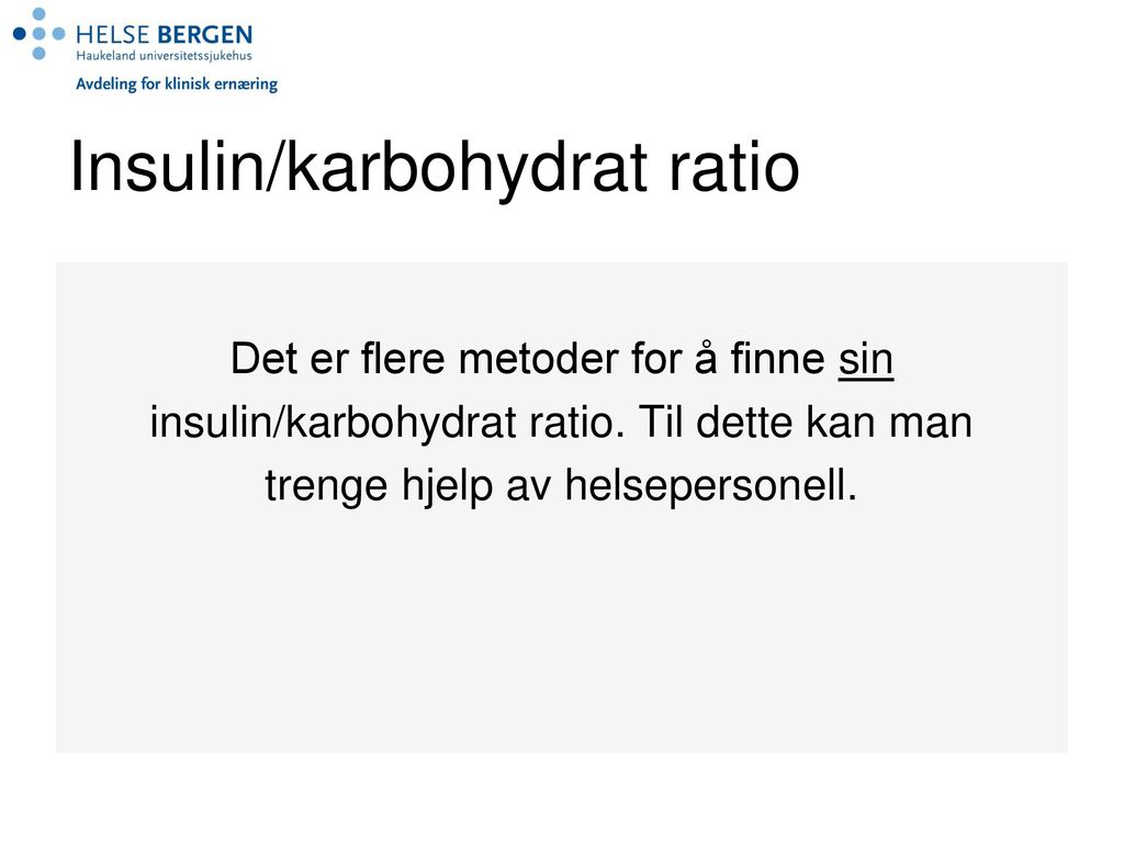 Insulin/karbohydrat ratio