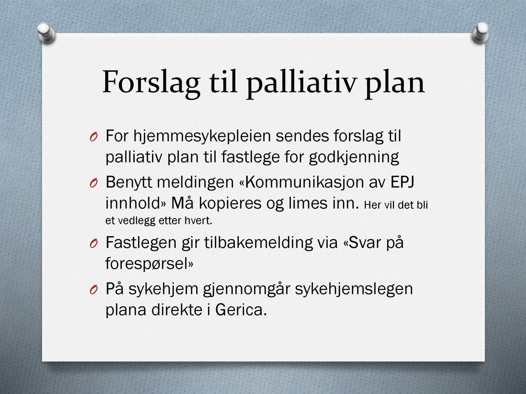 Forslag til palliativ plan