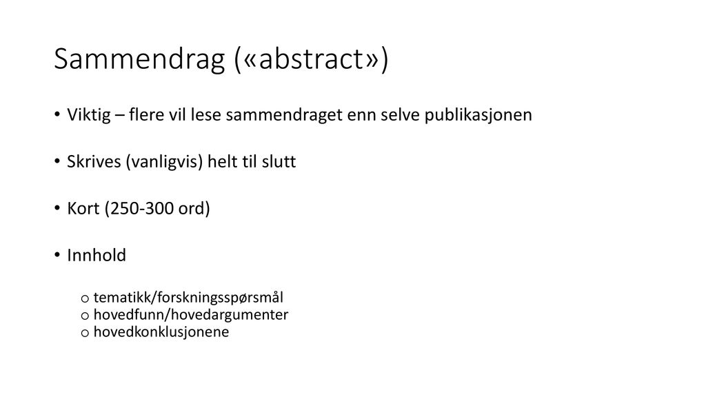 Sammendrag («abstract»)