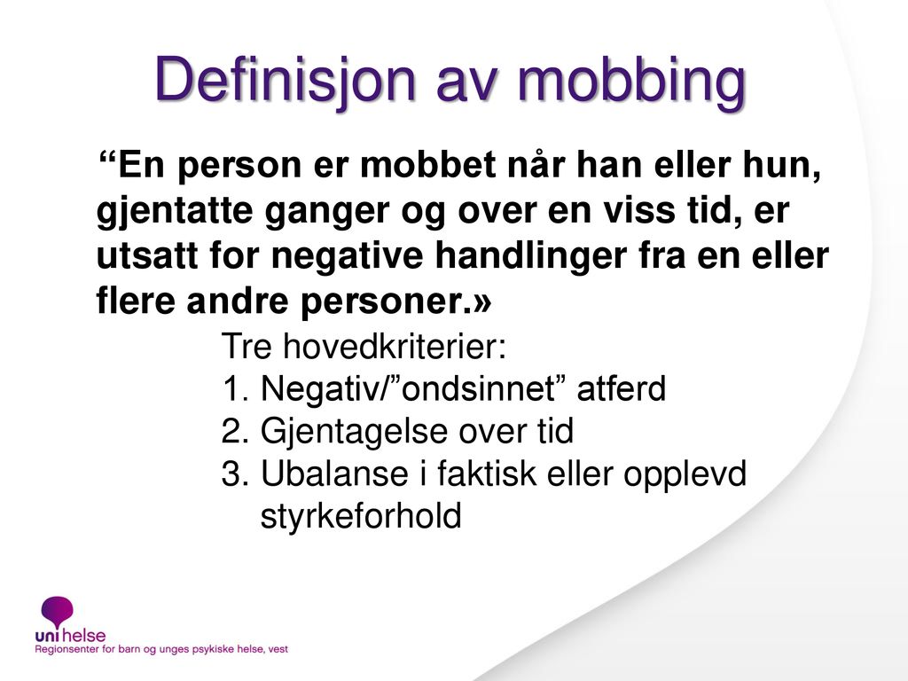 Definisjon av mobbing