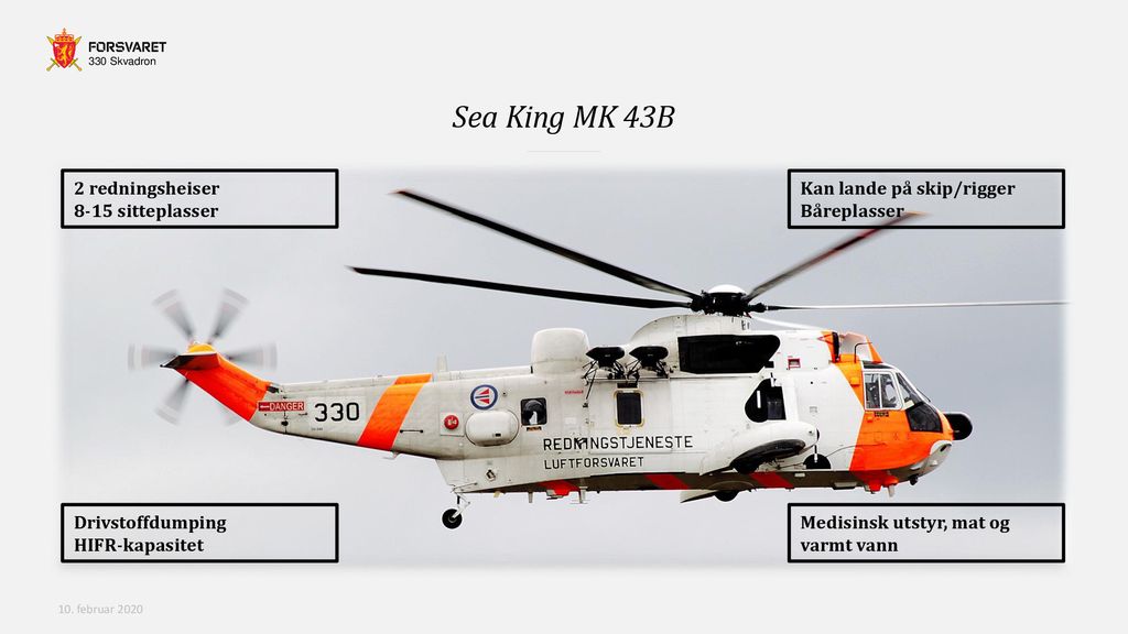 Sea King MK 43B 2 redningsheiser 8-15 sitteplasser