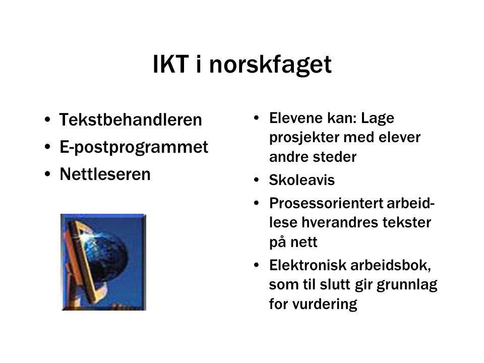 IKT i norskfaget Tekstbehandleren E-postprogrammet Nettleseren