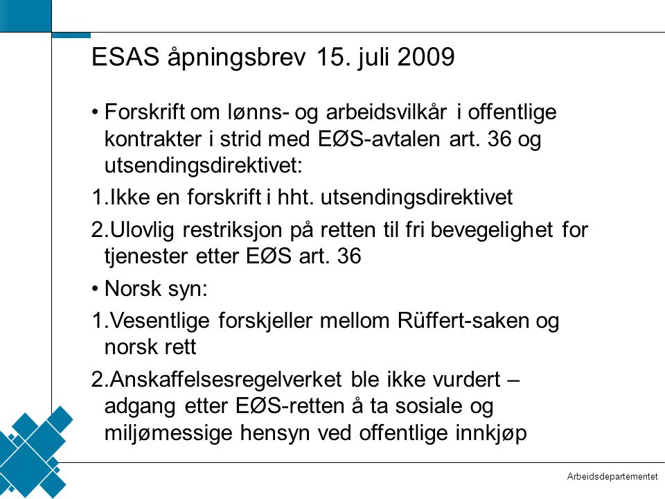 ESAS åpningsbrev 15. juli 2009