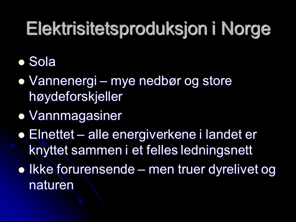 Elektrisitetsproduksjon i Norge