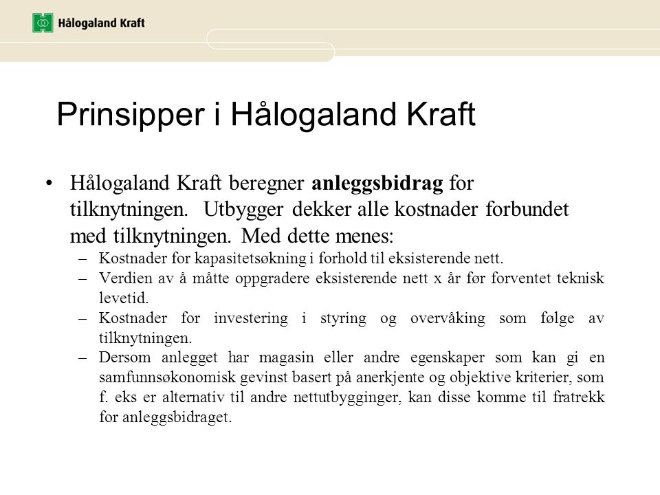 Prinsipper i Hålogaland Kraft