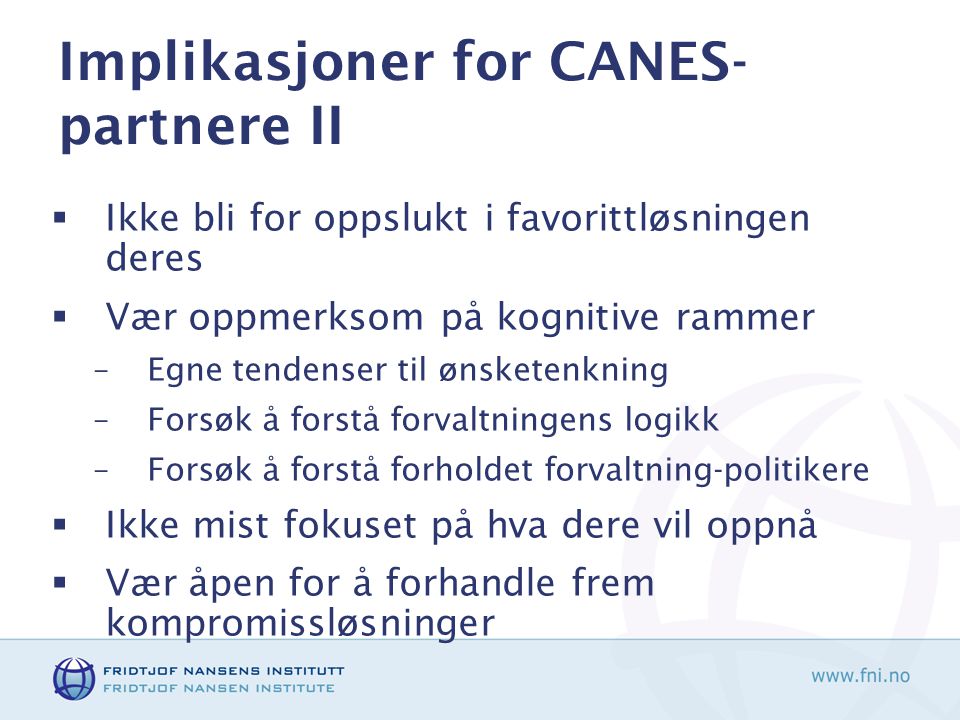 Implikasjoner for CANES-partnere II