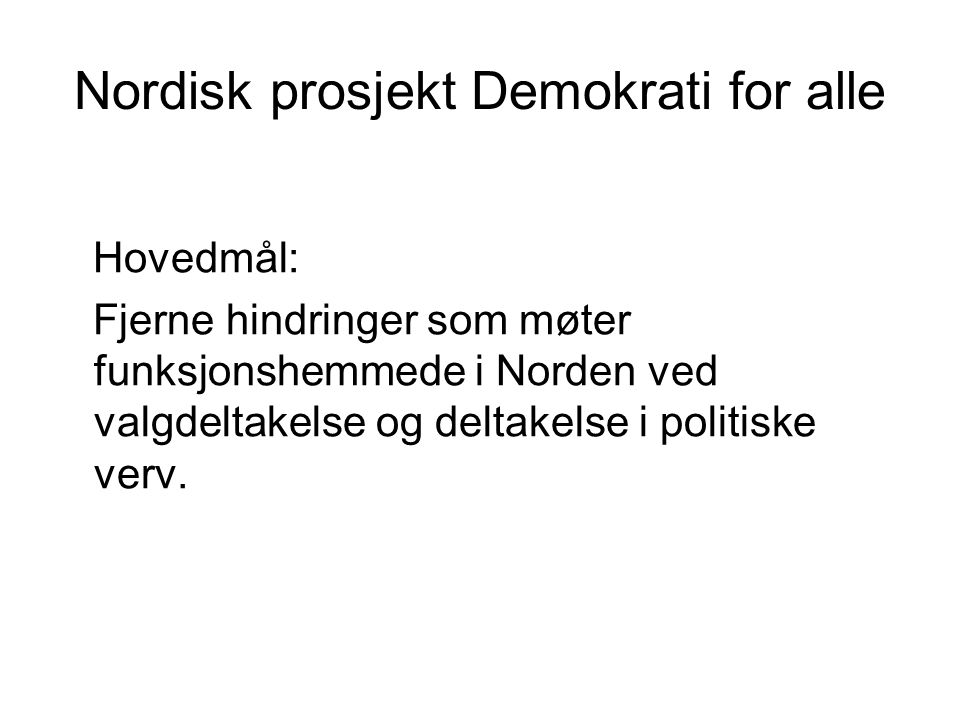Nordisk prosjekt Demokrati for alle
