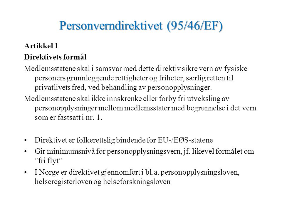 Personverndirektivet (95/46/EF)