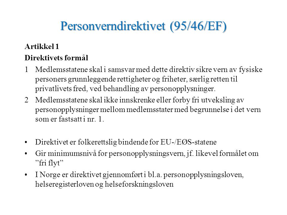 Personverndirektivet (95/46/EF)