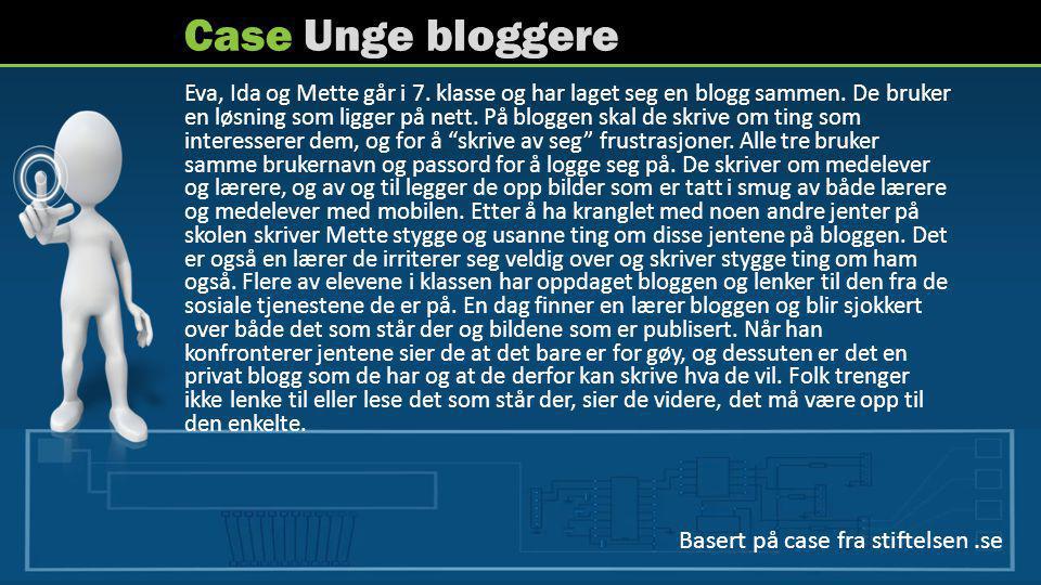 Case Unge bloggere Basert på case fra stiftelsen .se