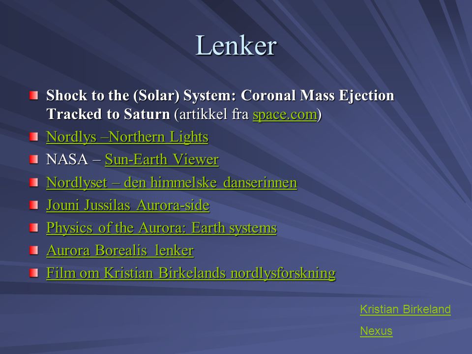 Lenker Shock to the (Solar) System: Coronal Mass Ejection Tracked to Saturn (artikkel fra space.com)