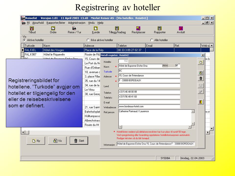 Registrering av hoteller