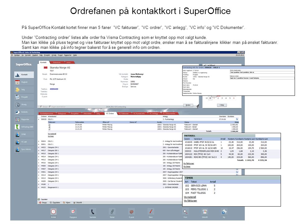 Ordrefanen på kontaktkort i SuperOffice