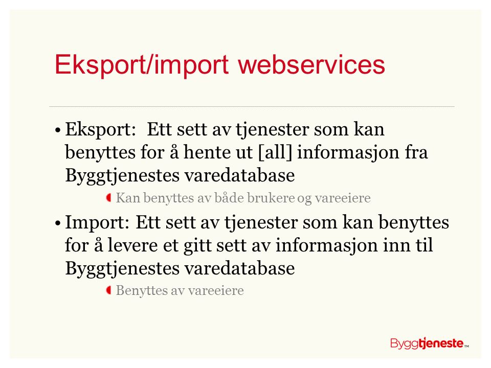 Eksport/import webservices
