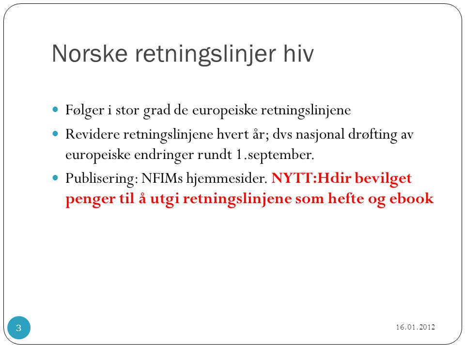 Norske retningslinjer hiv