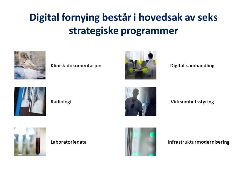 Digital fornying består i hovedsak av seks strategiske programmer