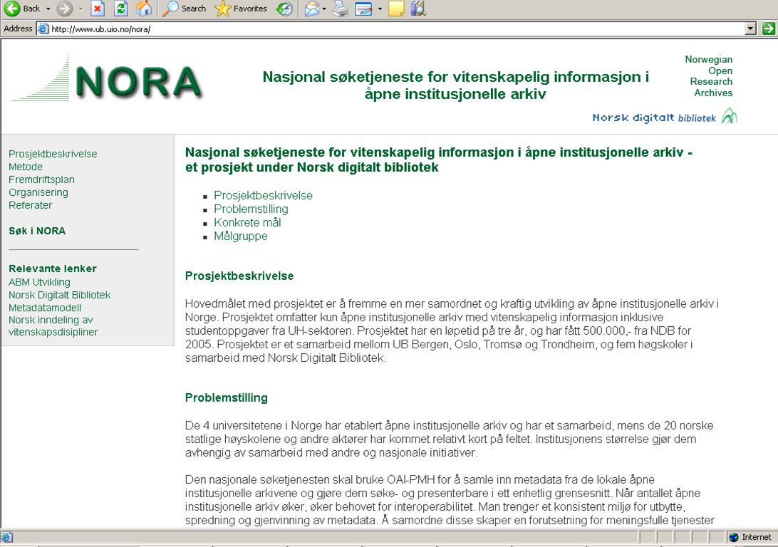 NORA Norwegian Open Research Archives