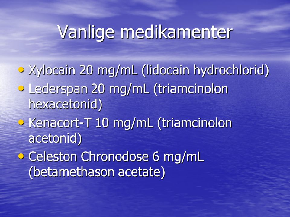 Vanlige medikamenter Xylocain 20 mg/mL (lidocain hydrochlorid)
