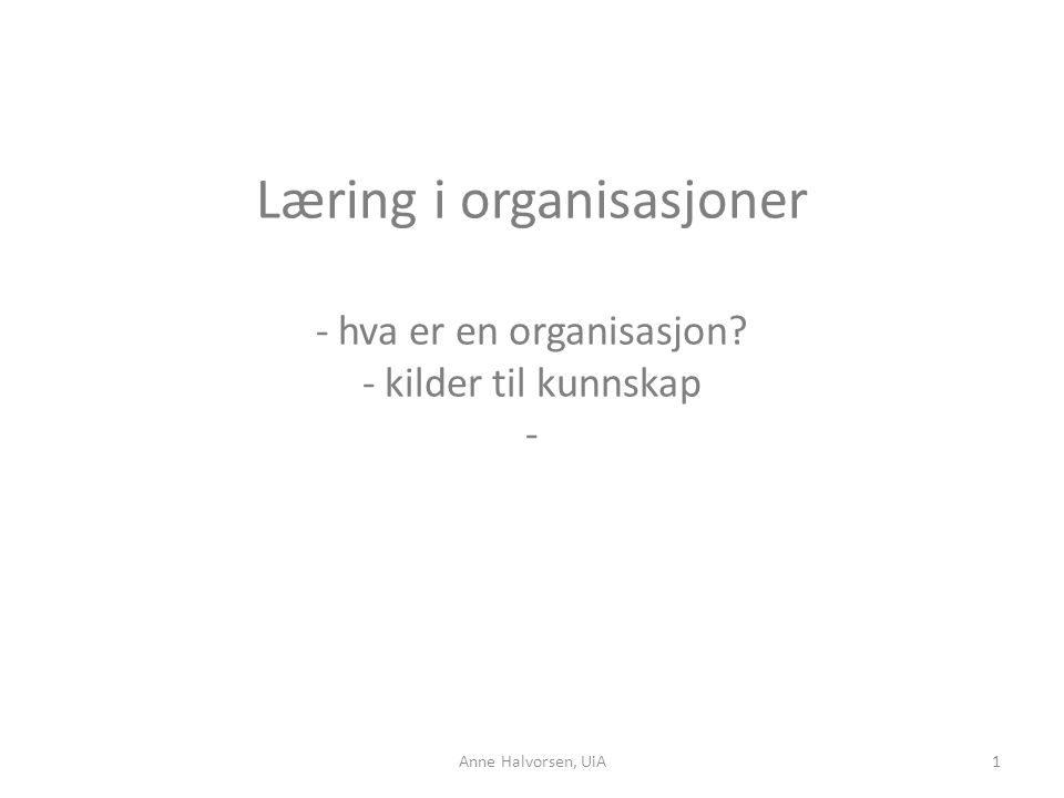 Læring i organisasjoner - hva er en organisasjon