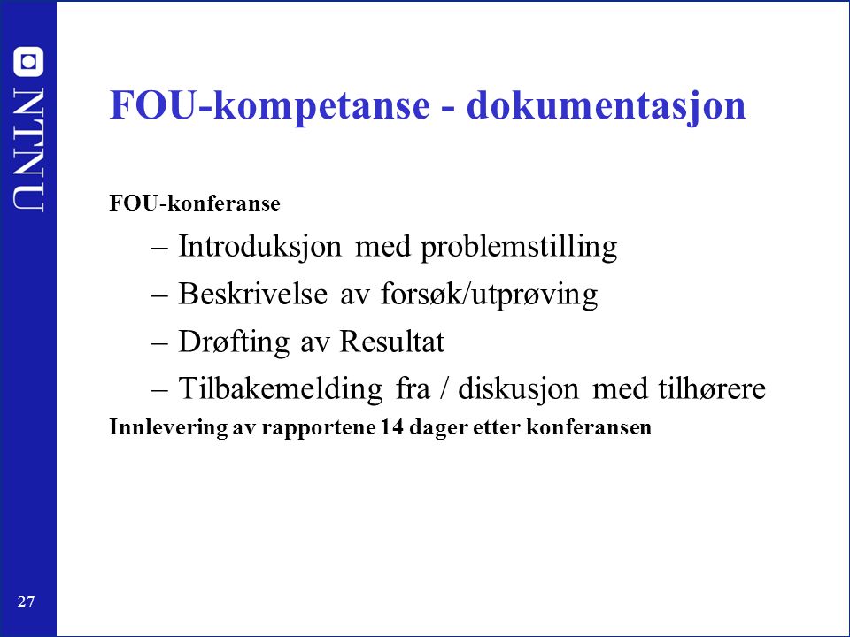 FOU-kompetanse - dokumentasjon