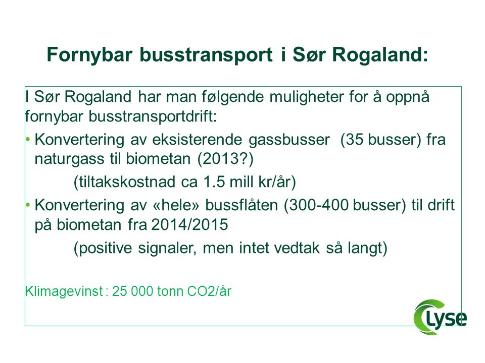 Fornybar busstransport i Sør Rogaland:
