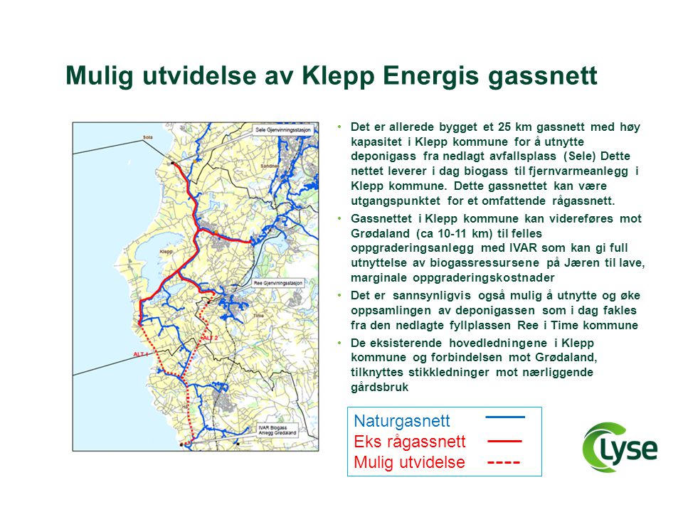 Mulig utvidelse av Klepp Energis gassnett