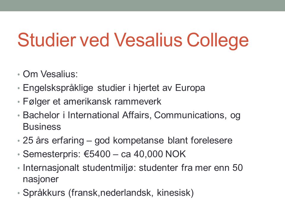 Studier ved Vesalius College