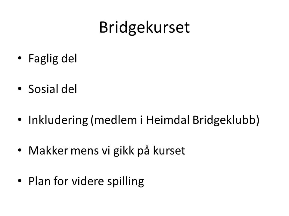 Bridgekurset Faglig del Sosial del