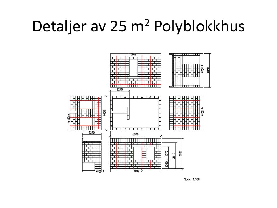 Detaljer av 25 m2 Polyblokkhus