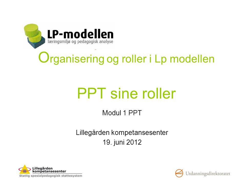 Organisering og roller i Lp modellen PPT sine roller