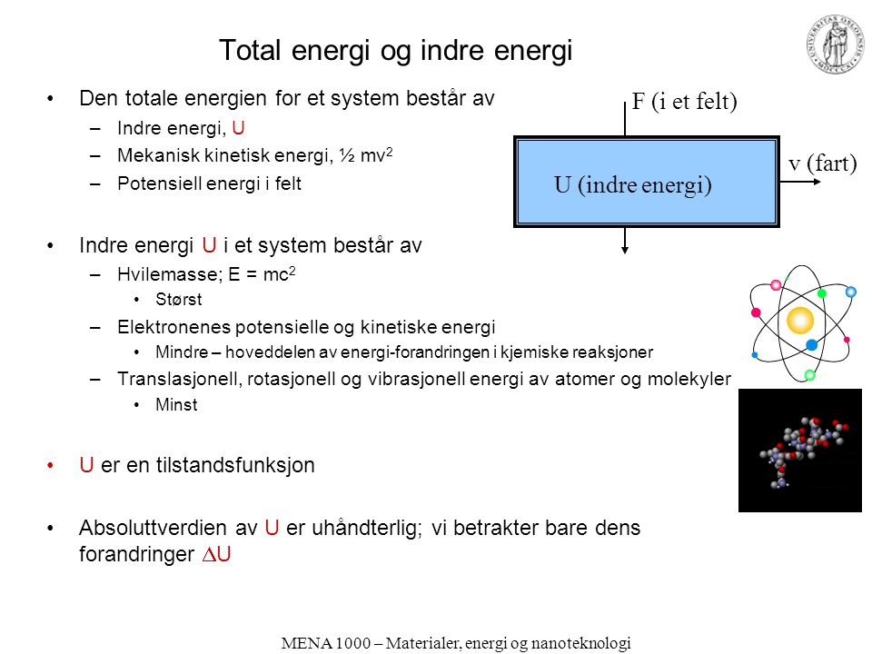 Total energi og indre energi
