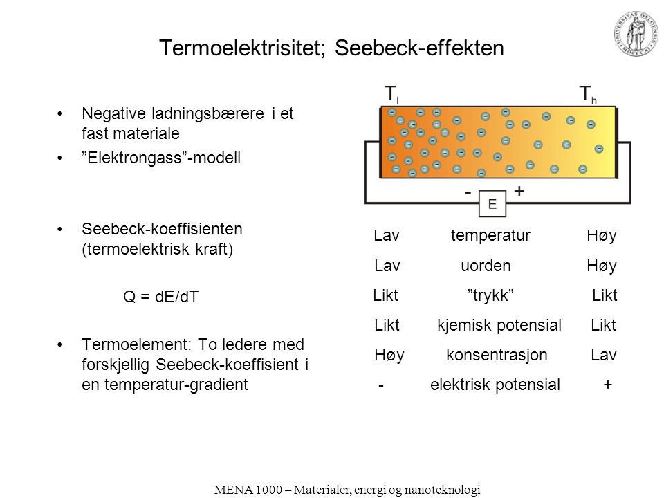 Termoelektrisitet; Seebeck-effekten