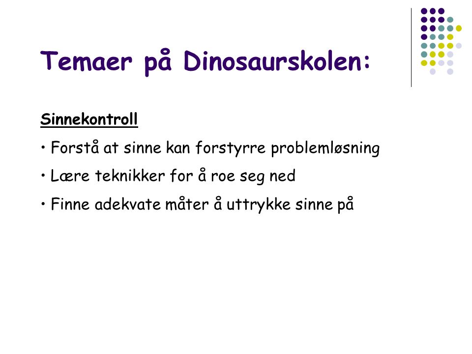 Temaer på Dinosaurskolen: