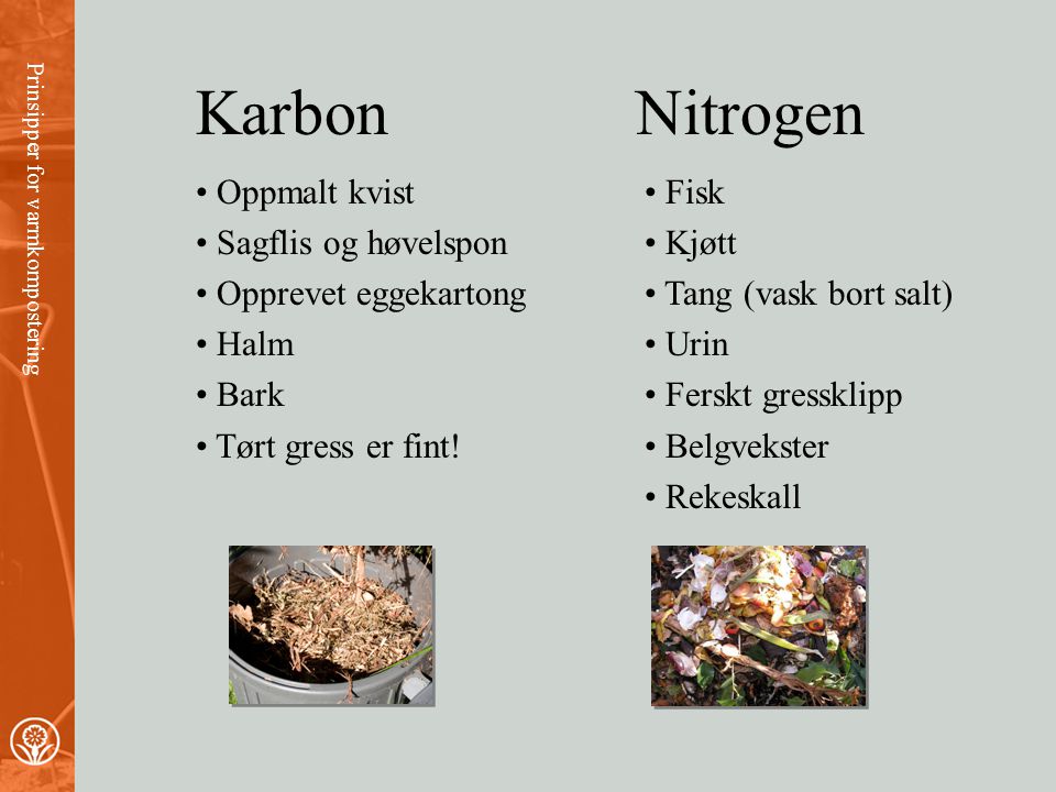 Karbon Nitrogen Oppmalt kvist Sagflis og høvelspon