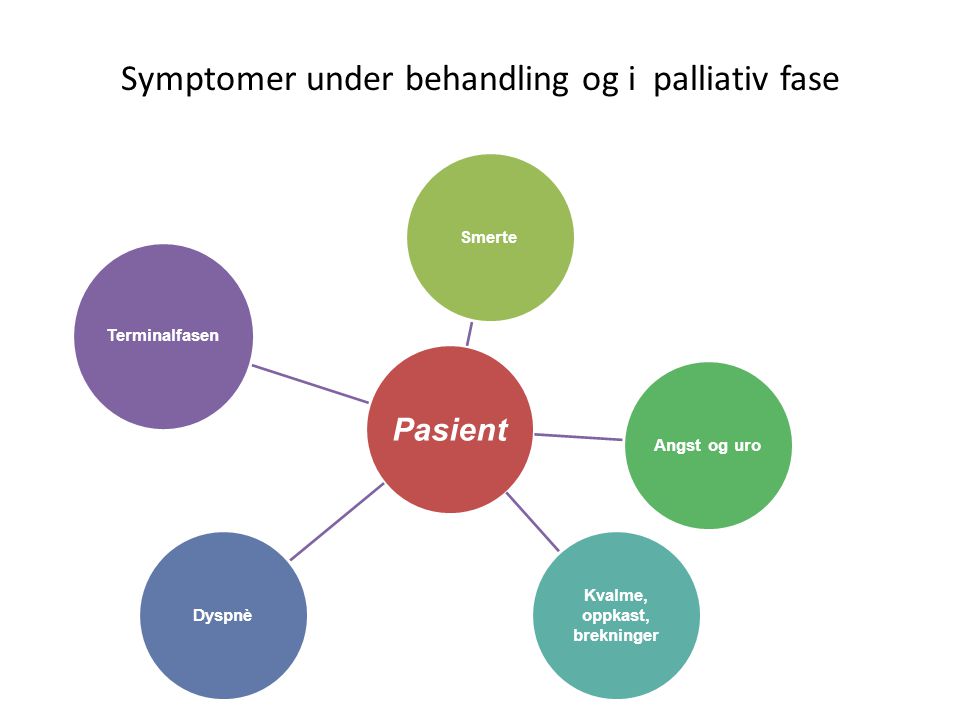 Symptomer under behandling og i palliativ fase